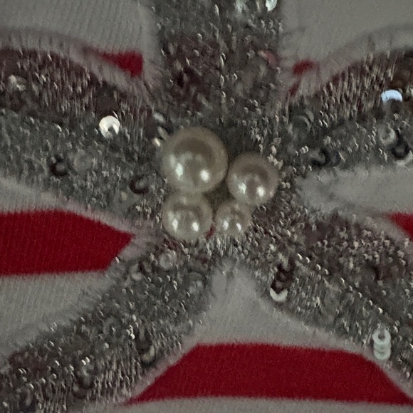 Lilly Pulitzer Red and White Striped Knit Top with sequined Starfish size M - Picture 5 of 6